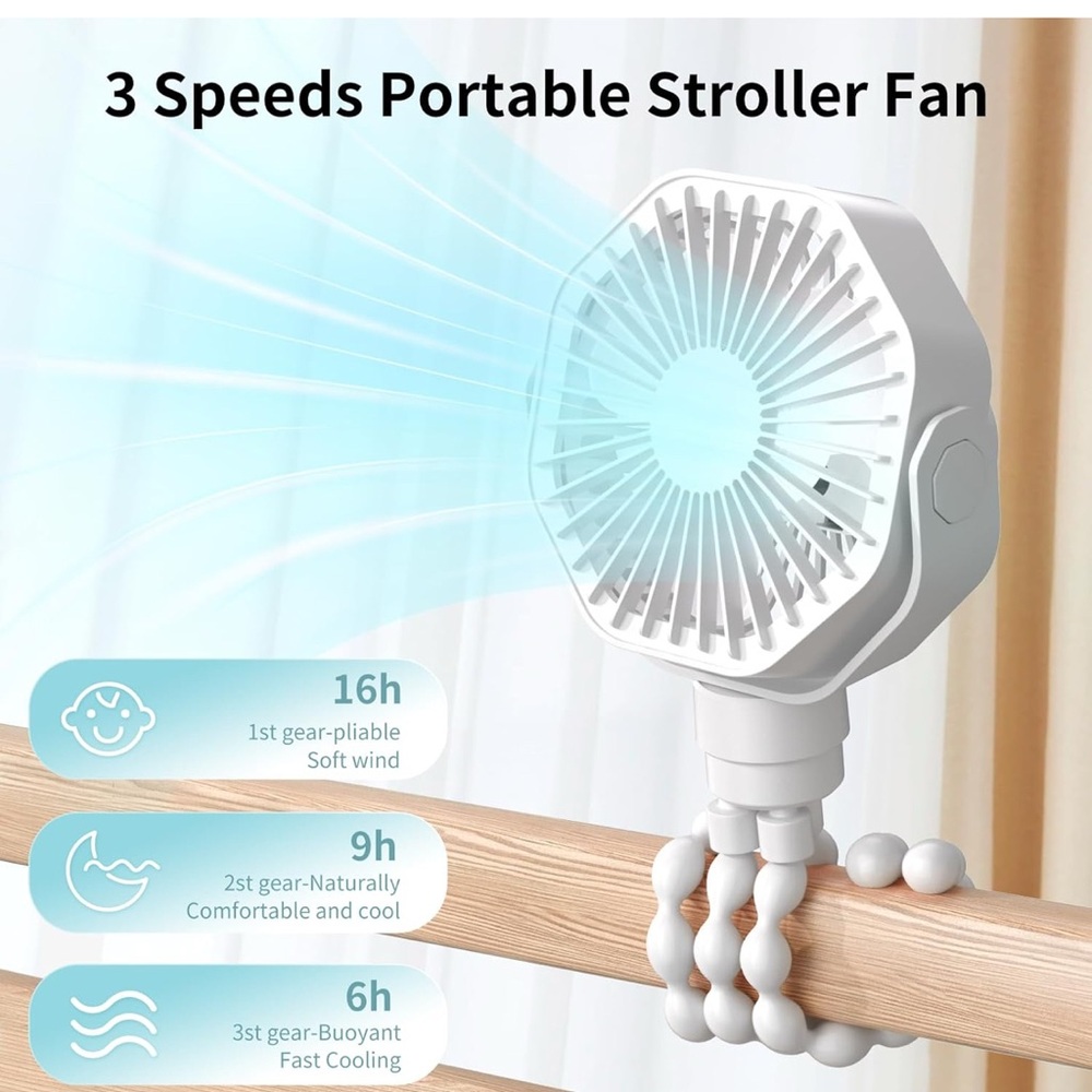 New Portable multi-scene use fan strong White 720° Rotating Clip-On Fan - Picture 8 of 8